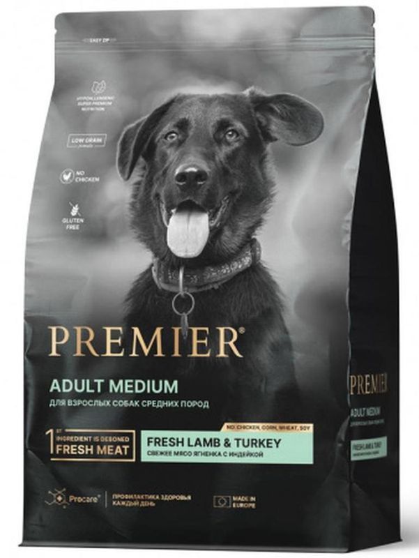 Premier Корм д/соб. ср. пород  Ягненок с Индейкой (Adult Medium Lambr&Turkey) 1 кг