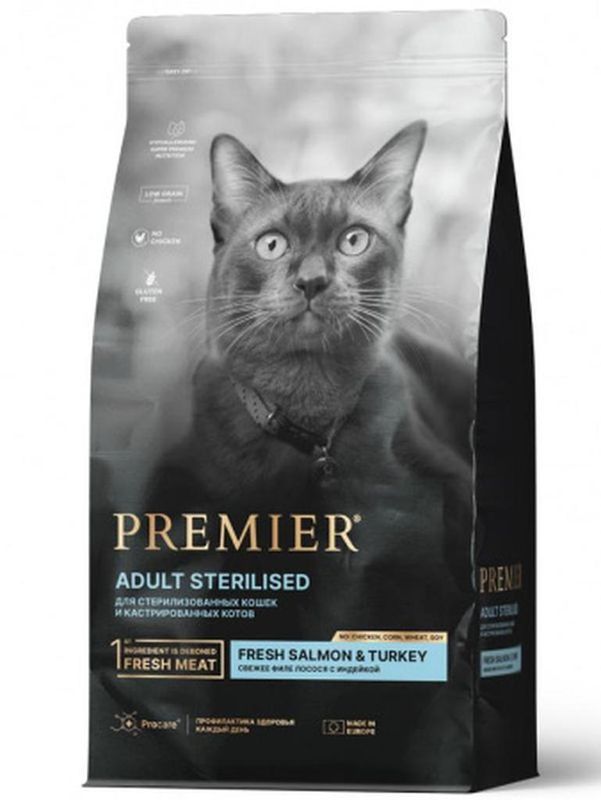 Premier Корм д/стерил. кош. Лосось с Индейкой (Sterilised Salmon&Turkey) 400 гр