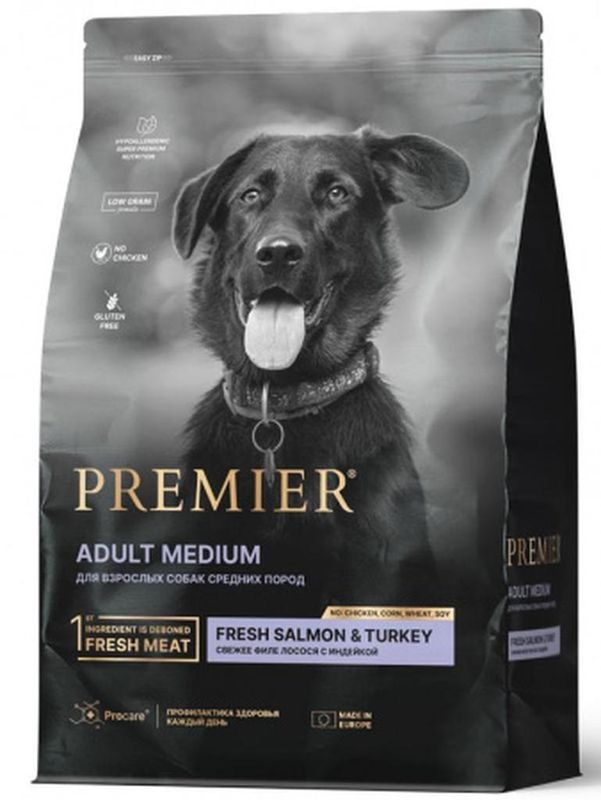 Premier Корм д/соб. ср. пород Лосось и Индейка (Adult Medium Salmon&Turkey) 3 кг