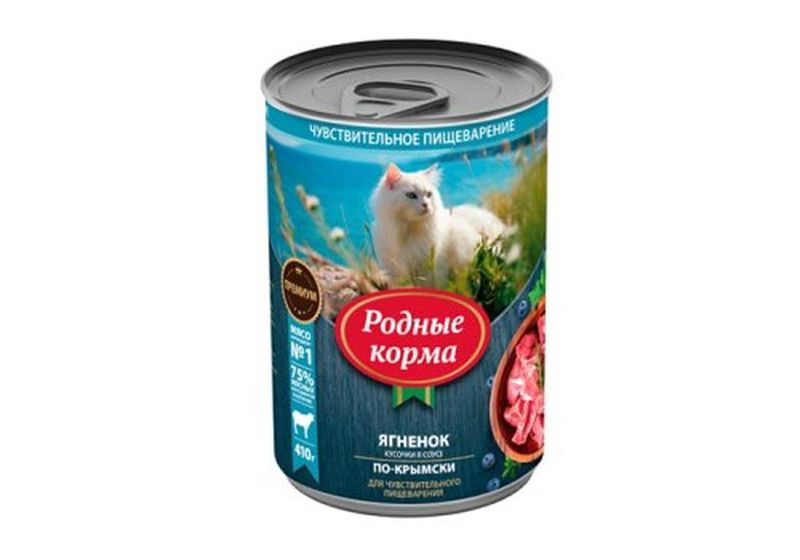 Корм консервированный д/кошек с ягненком кусочки в соусе по-крымски 410 гр